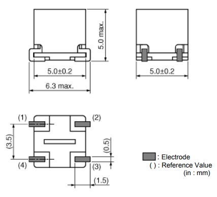 Mechanical Drawing - Murata PLT5BPH Wirewound Common Mode Choke Coils